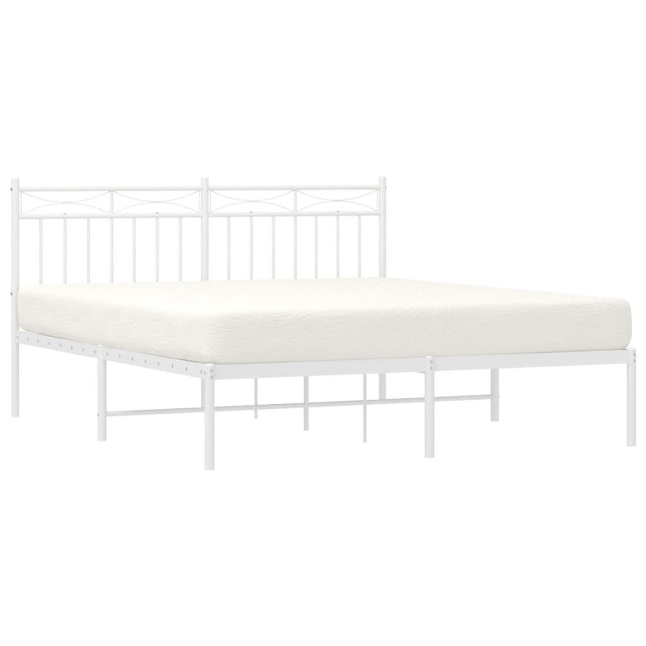  Bed Frame White Powder-Coated Steel 63x79 in Bed Frame