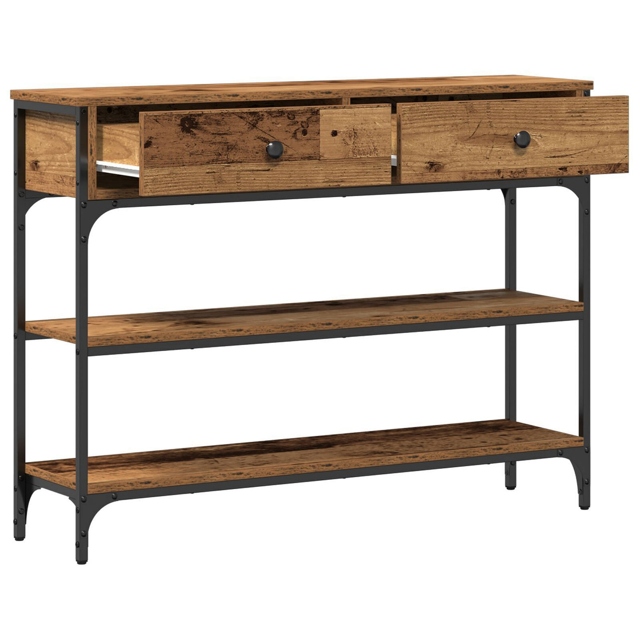  Console Table Old Wood 100x25x75 cm Engineered Wood and Steel