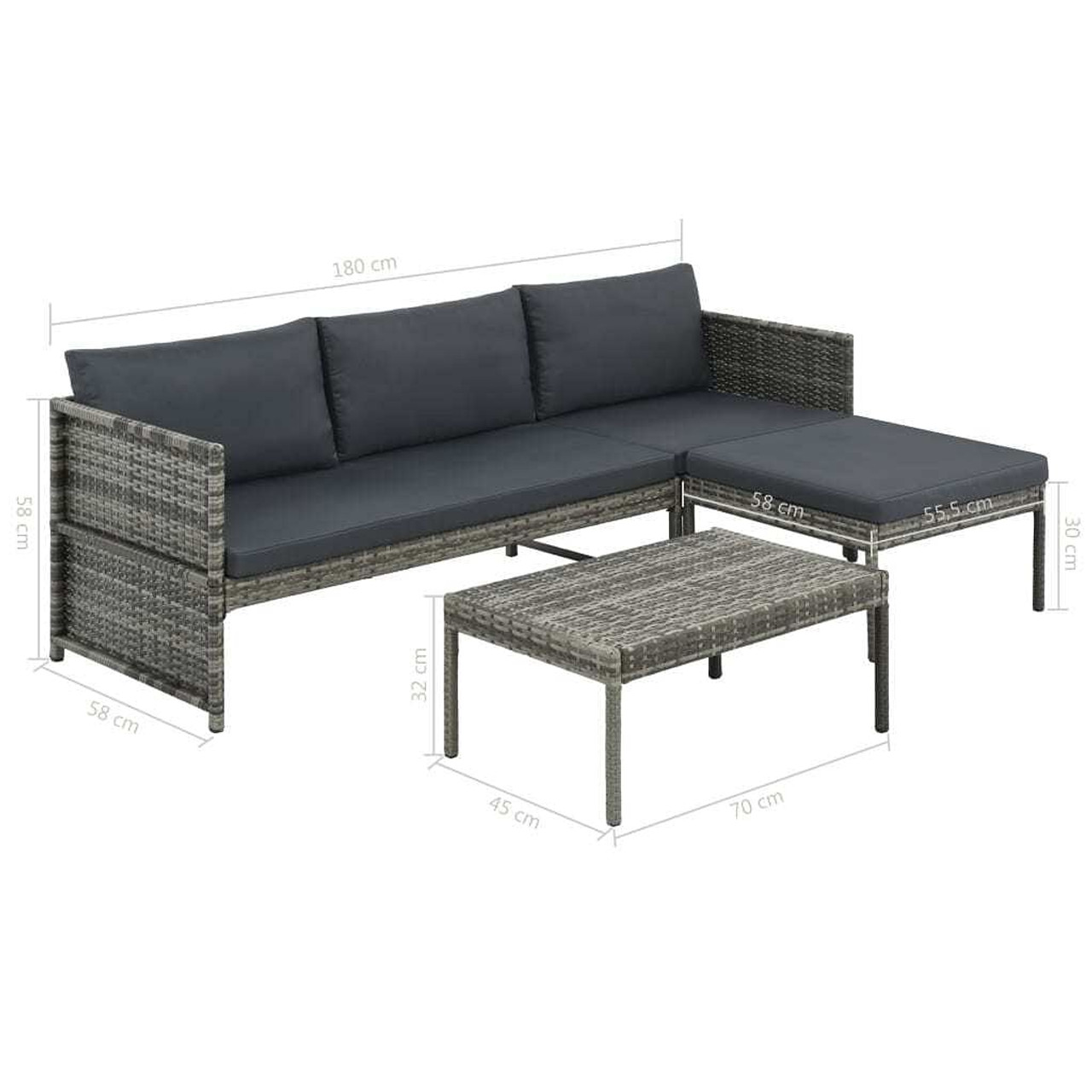  Garden Sofa Grey, Dark Grey