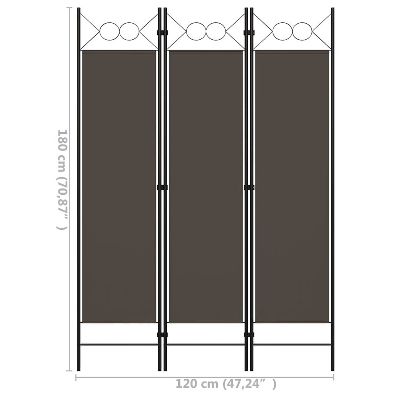  3-Panel Room Divider Anthracite 47.2"x70.9"