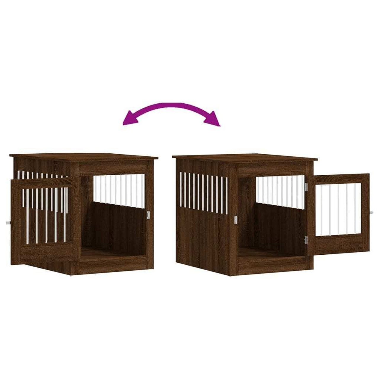  Dog Crate Furniture Brown Oak Engineered Wood, Steel Locks