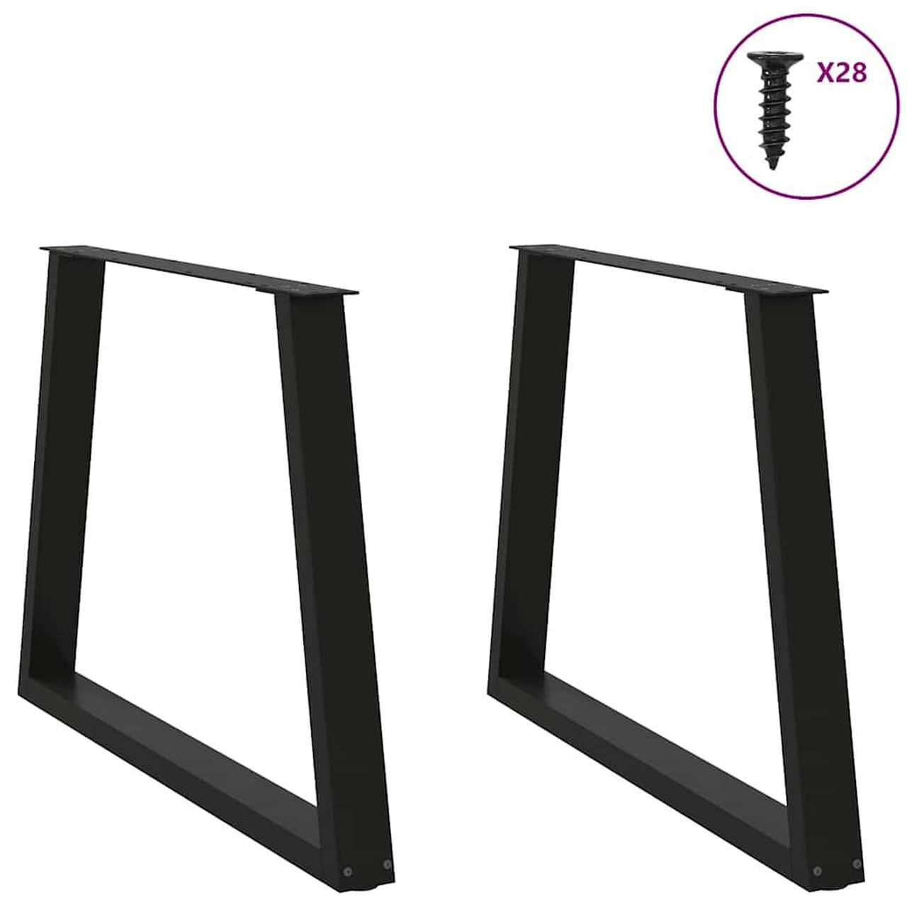  Dining Table Leg Set of 2 Black Powder-coated steel 35.4x