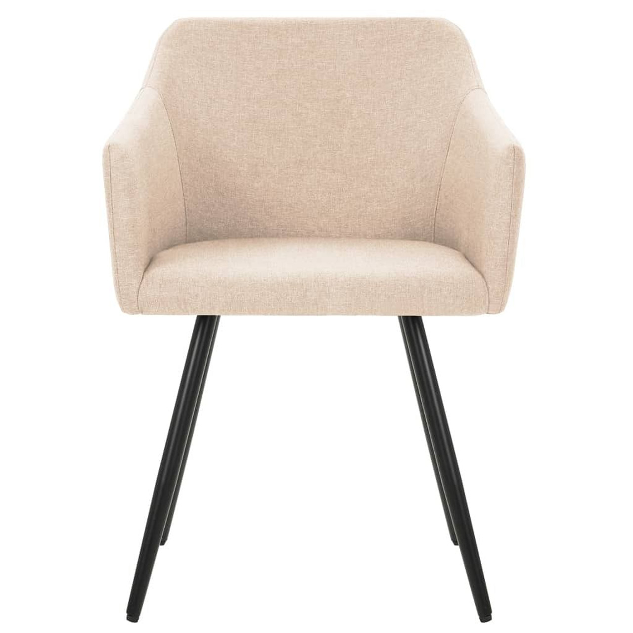  Dining Chair Set of 2 Cream Fabric (100% polyester), Metal