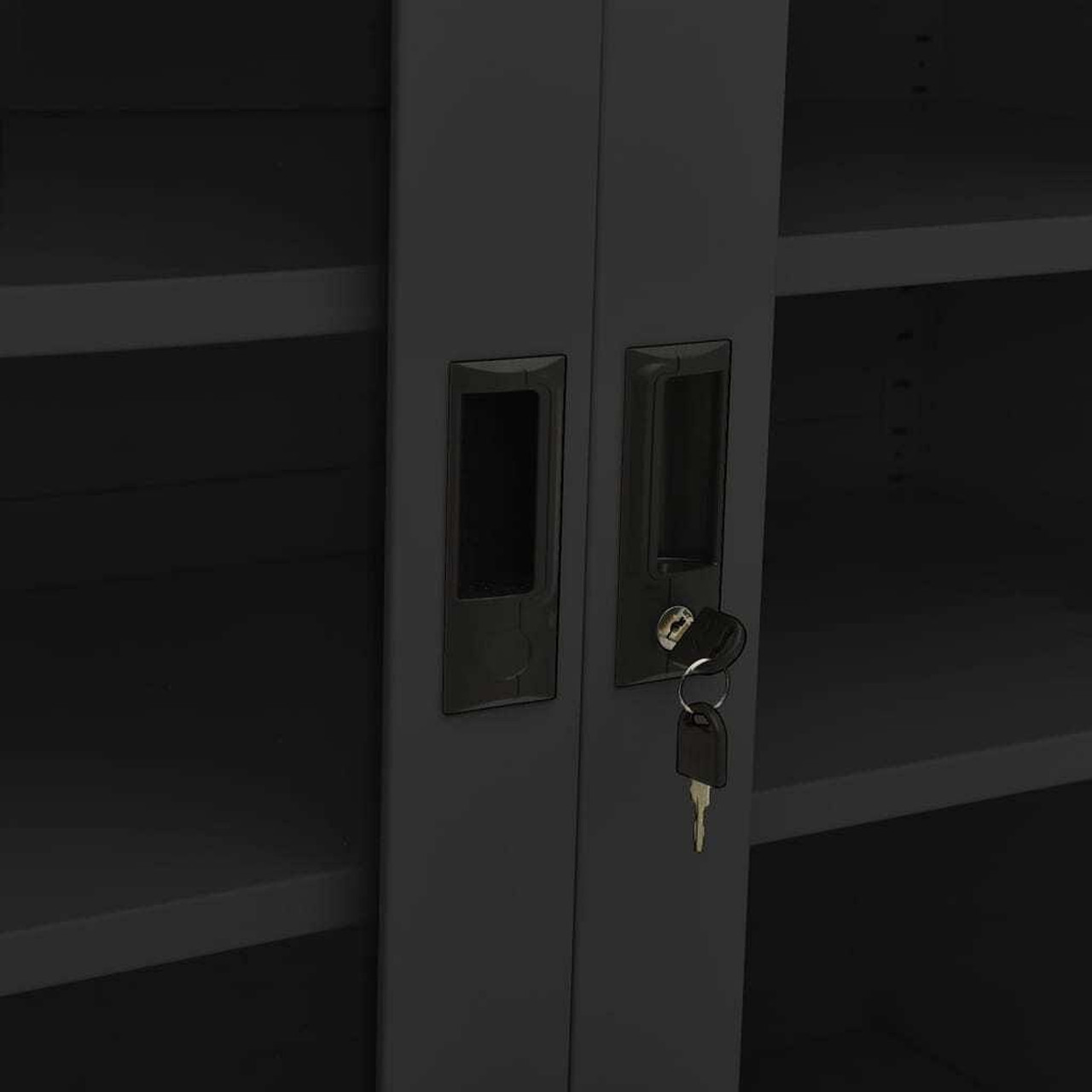  Office Cabinet Anthracite Steel, tempered glass