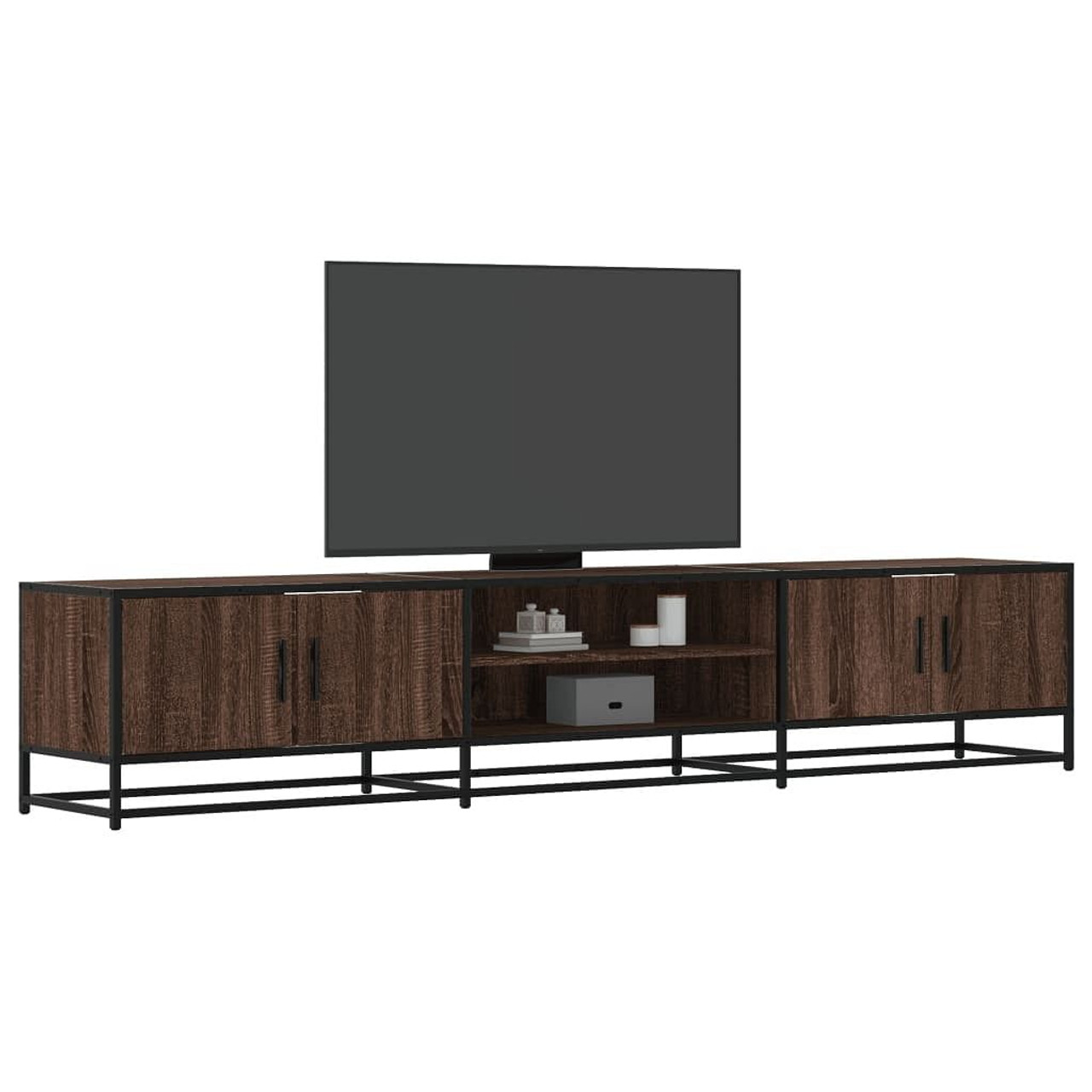  TV Cabinet Brown Oak Engineered Wood, Metal Large TV Cabinet