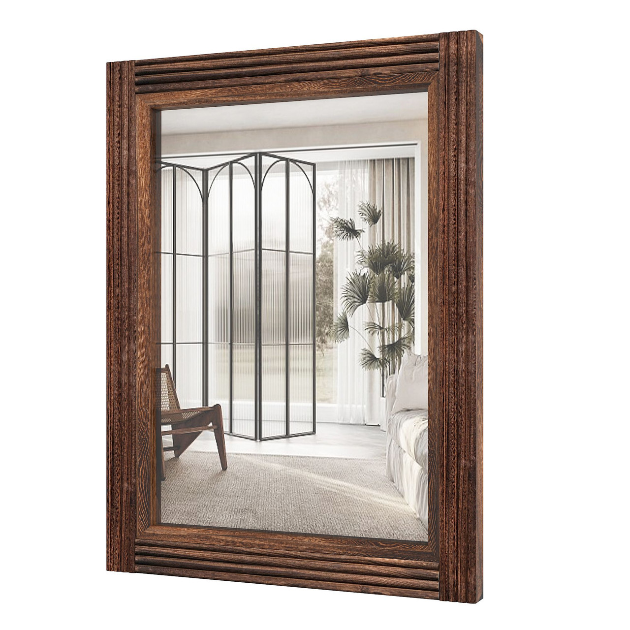 Solid Wood Frame Flat Bathroom Mirror-Small