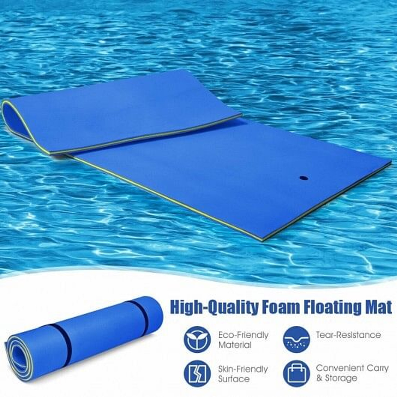 12 x 6 Feet 3 Layer Floating Water Pad-Blue - Color: Blue D681-OP70297BL