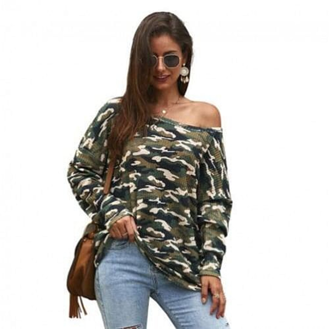 Long Sleeves Casual Style Camouflage Parttern Winter Fashion Women Shirt/ Top - Green A392-fast0115