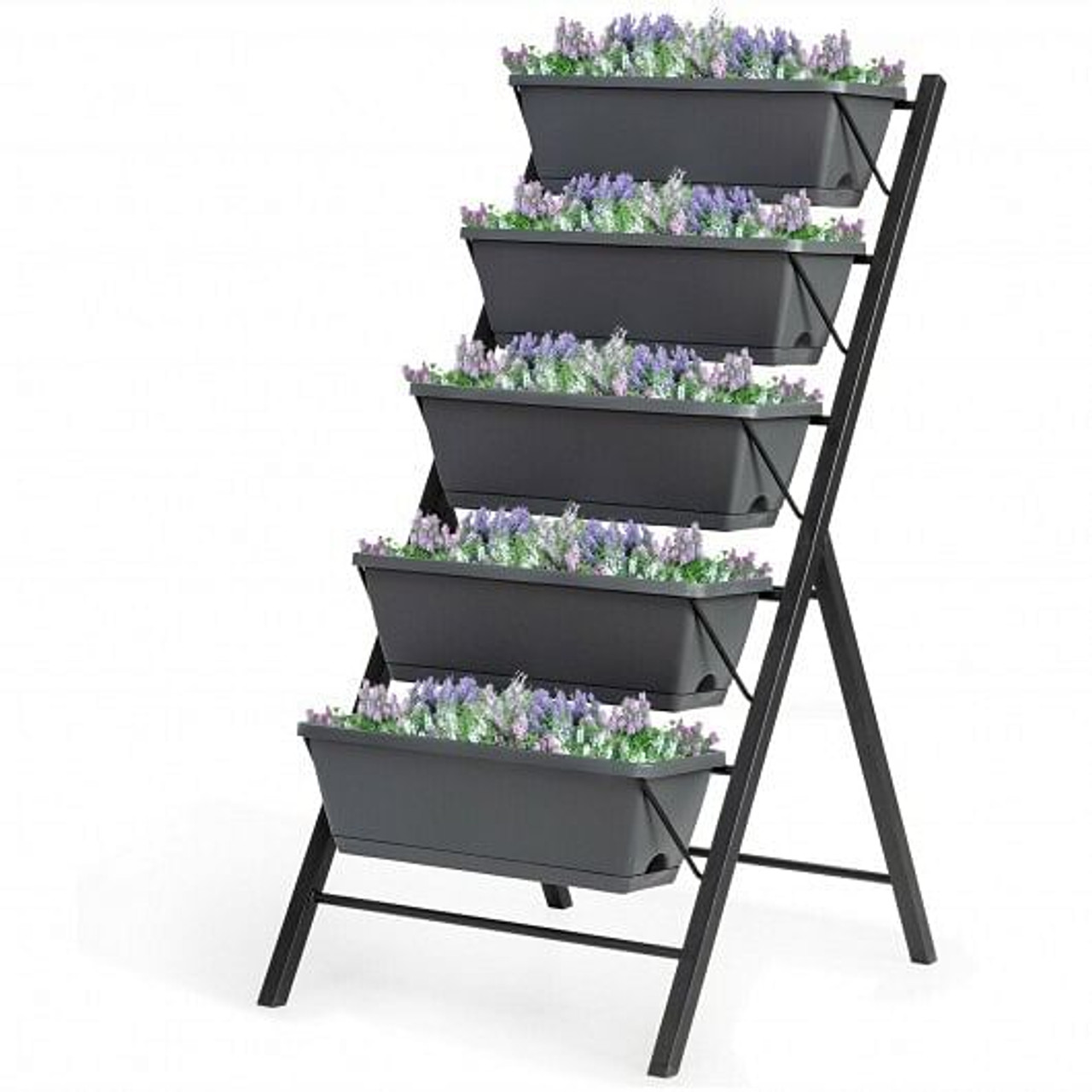 5-Tier Raised Garden Bed with Water Drainage for Flowers Vegetables B593-OP70661