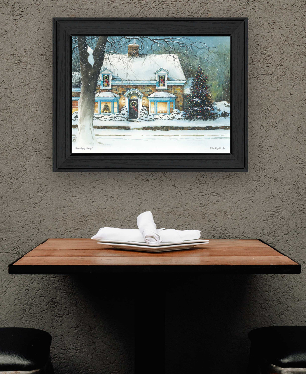 Snow Softly Falling 1 Black Framed Print Wall Art N270-407412