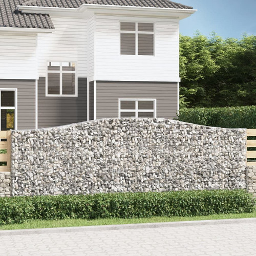  Gabion Basket Set of 8 Silver Galvanized Iron Extra Long