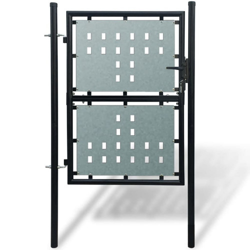  Black Single Door Fence Gate 39.4"x68.9"