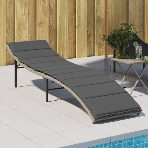  Sun Lounger Light Grey PE Rattan Single Adjustable Armrests