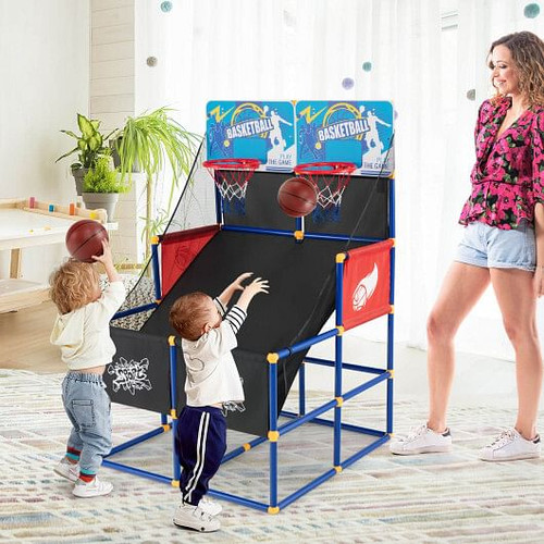 Kids Arcade Basketball Game Set with 4 Basketballs and Ball Pump B593-SP37889