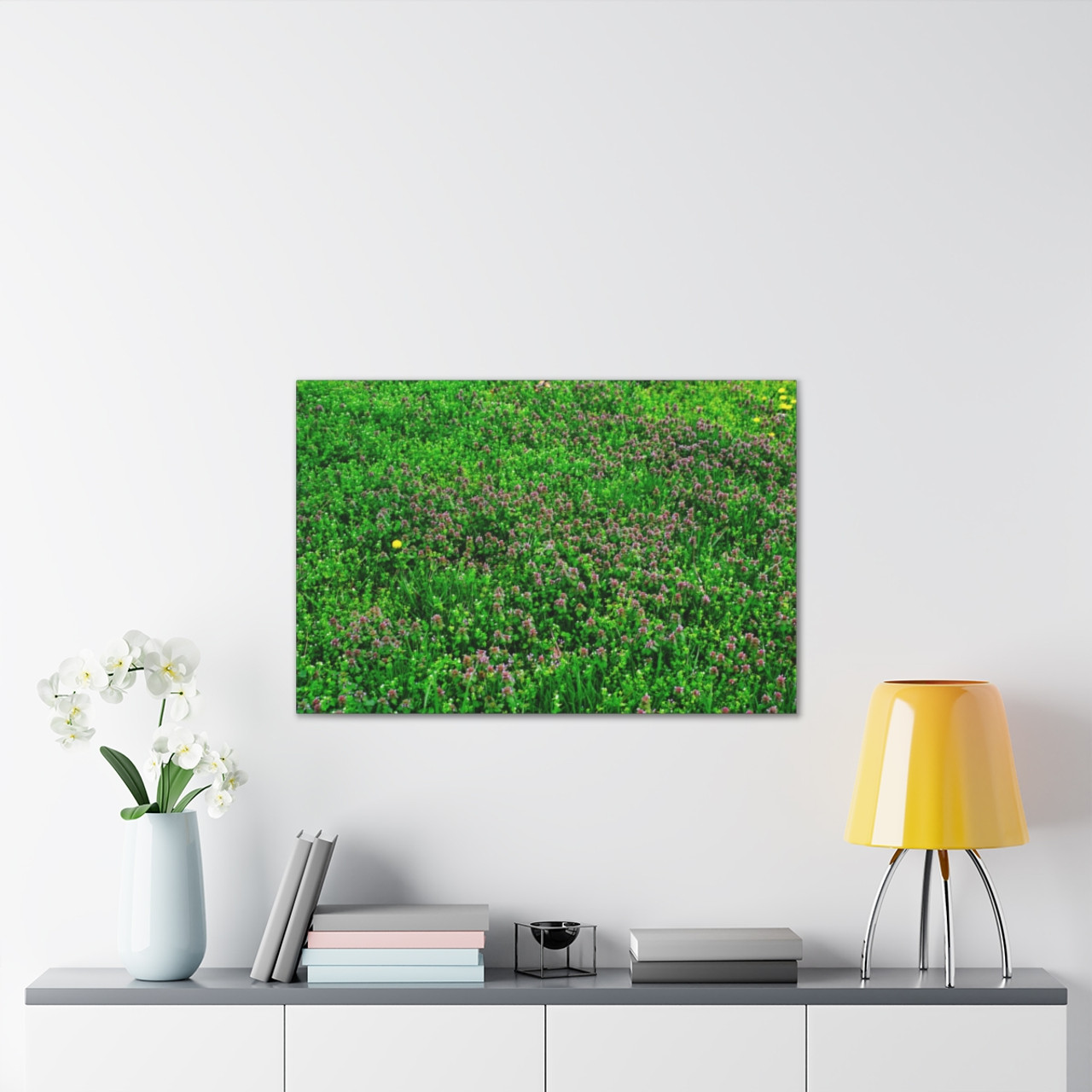Mint Blooms- Stretched Canvas Print