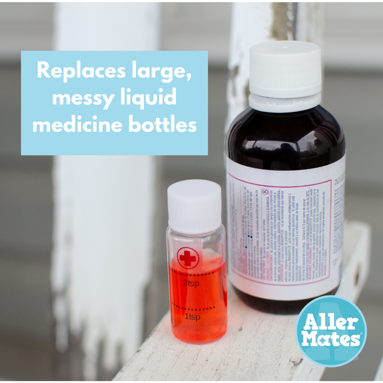 AllerMates Three Pack of Travel Sized Mini Bottles for Liquid Medicines