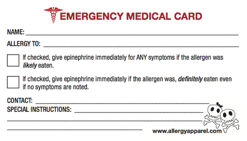 Emergency Medical Card, Plastic