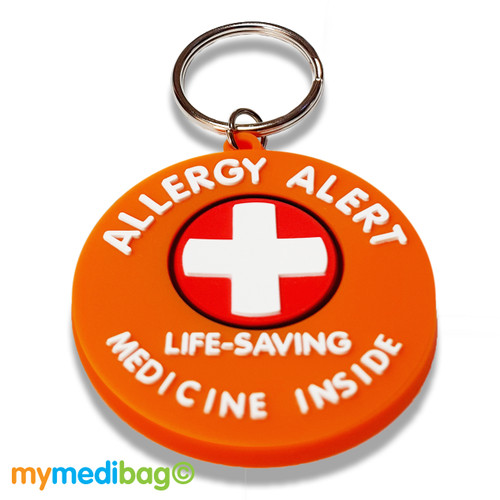 Bright Orange Allergy Alert Tag - Life Saving Medicine KeyRing