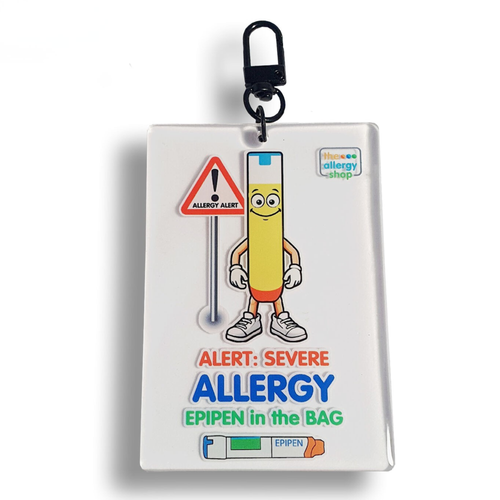 mymedibag Allergy Alert Bag Tag with emergency contact stickers