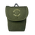 Green compact medicine case with Allergy Apparel logo on front, snap closure and triangular black carabiner