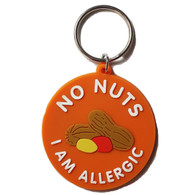 Orange, Bold “No Nuts, I Am Allergic” keyring tag with 3D design.