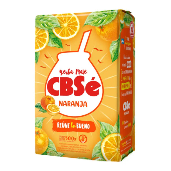 CBSé Yerba Mate Sabor Naranja Yerba Mate con Palo Saborizada, 500 g