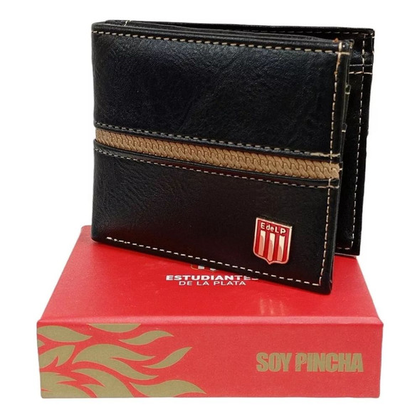 Estudiantes de la Plata Billetera De Hombre De Cuero Producto Oficial, (11 cm x 9 cm)