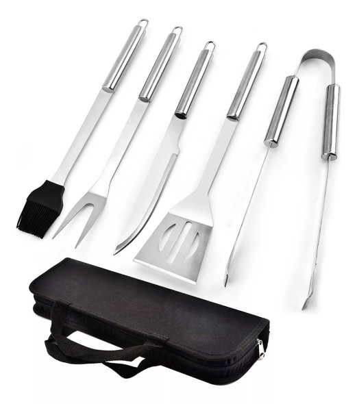 Gadnic Set Asado de 5 Piezas Premium Para Parrilla Acero Inoxidable