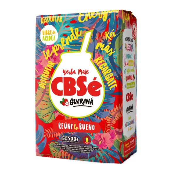 CBSé Yerba Mate Guaraná Yerba Mate Libre de Acidez Sabororizada, 500 g