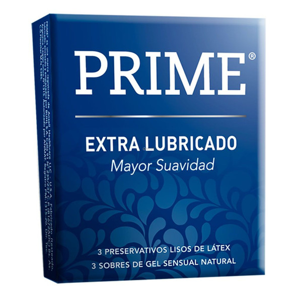 Prime Extra Lubricado Preservativos Lisos de Látex Mayor Suavidad (Pack de 3)