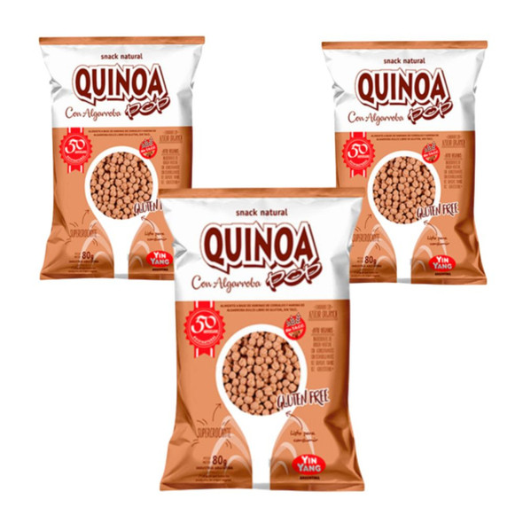 Yin Yang Quinoa Pop Snack Natural con Algarrobo - Sin Gluten, 80 g / 2.8 oz (pack de 3) Yin Yang Quinoa Pop Snack Natural con Algarrobo - Sin Gluten, 80 g / 2.8 oz (pack de 3)