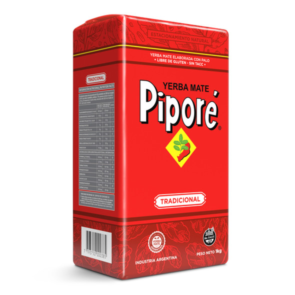 Piporé Tradicional Yerba Mate Con Palo Sin Ahumar Bajo En Polvo, 1 kg