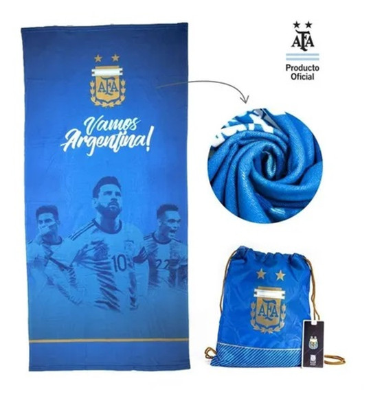 Toallón Secado Rápido "¡Vamos Argentina!" Toalla de Microfibra de Secado Rápido Argentina AFA Toallita de Baño Absorbente y Liviana, 150 cm x 70 cm