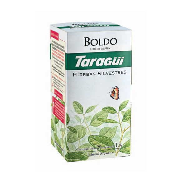 Té Taragüi Boldo en Saquitos Hierbas Digestivas Naturales Ideal para Después de las Comidas, (25 Saquitos)