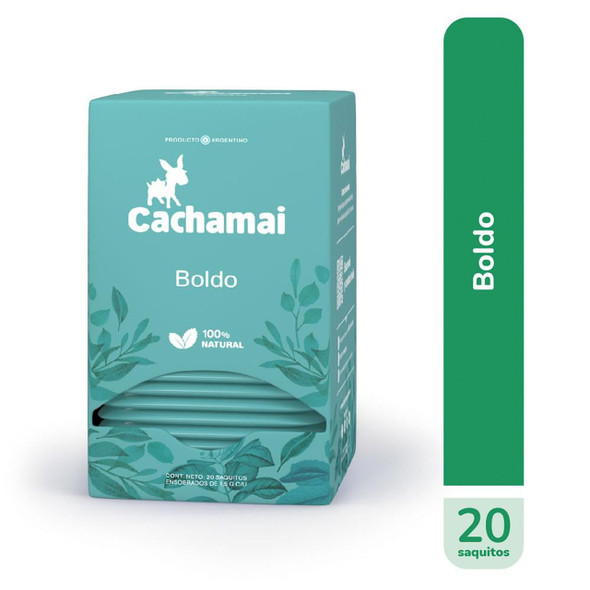 Cachamai Boldo Té en Saquitos Hierbas Digestivas Naturales Ideal para Después de las Comidas, (20 Saquitos)