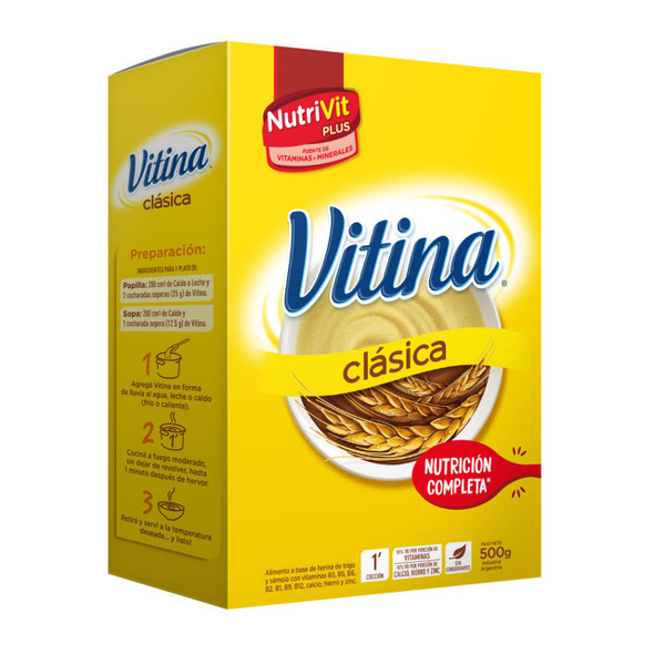 Vitina Nutri-Vit Plus Trigo y Sémola con Vitaminas Harina de Trigo, 500 g
