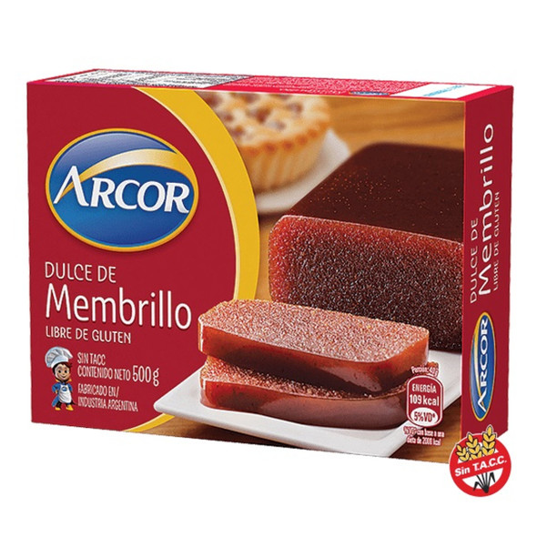 Arcor Dulce de Membrillo Barra Sellada Ideal para Hornear Pepas, Postres y Repostería Casera - Libre de Gluten, 500 g