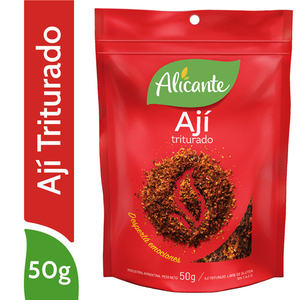 Alicante Ají Triturado Especias de Chile Molido Bolsa con Cierre Hermético, 50 g (pack de 3)