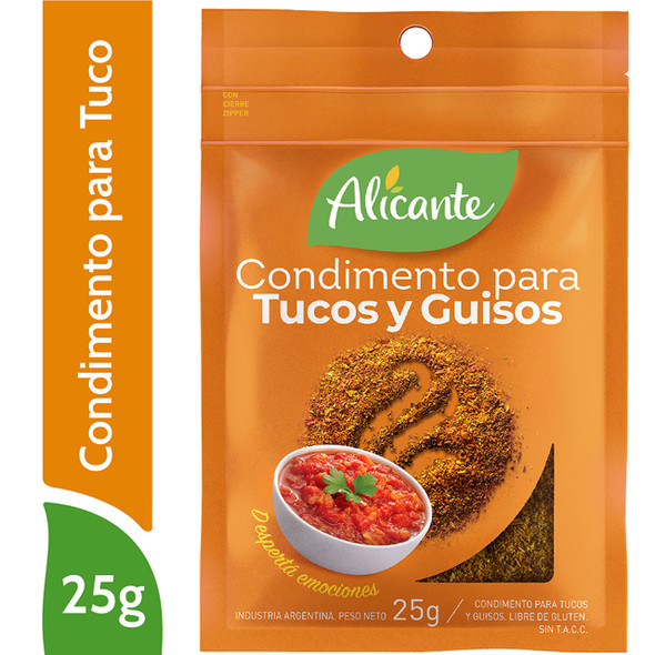 Alicante Condimento Para Tucos y Guisos - Especias Mixtas Ideal Para Salsa de Tomate y Tuco Clásico Bolsa con Cremallera, 25 g (pack de 3)