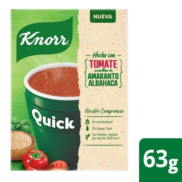 Knorr Sopa Instantánea de Tomate con Amaranto y Albahaca, 5 sobres