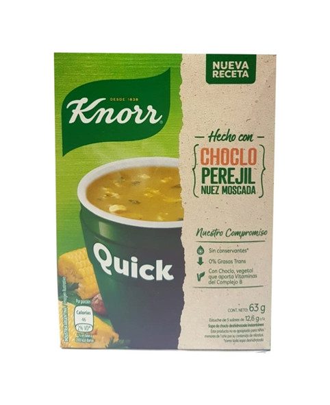Knorr Sopa Rápida Lista para Hacer de Maíz, Perejil y Nuez Moscada, 5 sobres