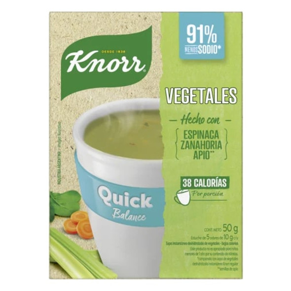 Knorr Quick Balance Sopa de Verduras Lista Para Preparar, 5 Sobres, 10 g