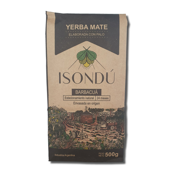 Isondú Yerba Mate Con Palo Barbacua, Envejecimiento Natural de 24 Meses, 500 g