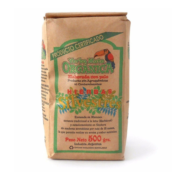 Hierbas Silvestres Yerba Mate Barbacua Premium Orgánica Certificada, 500 g