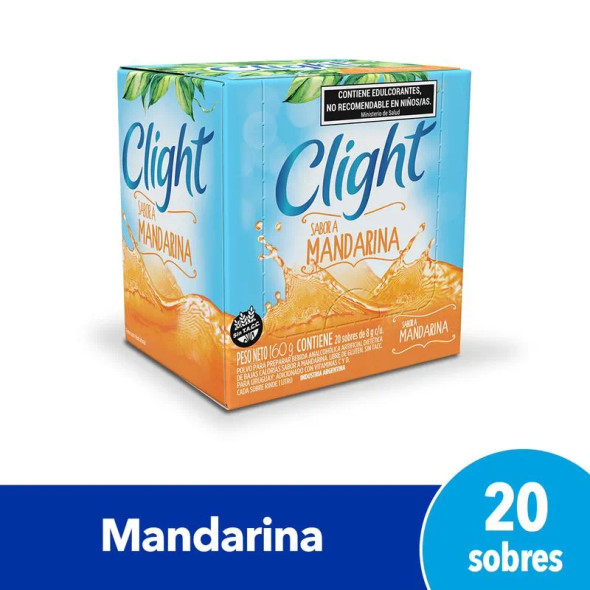 Clight Jugo en Polvo Sabor Mandarina Sin Azúcar, 8 g (20 Unidades)