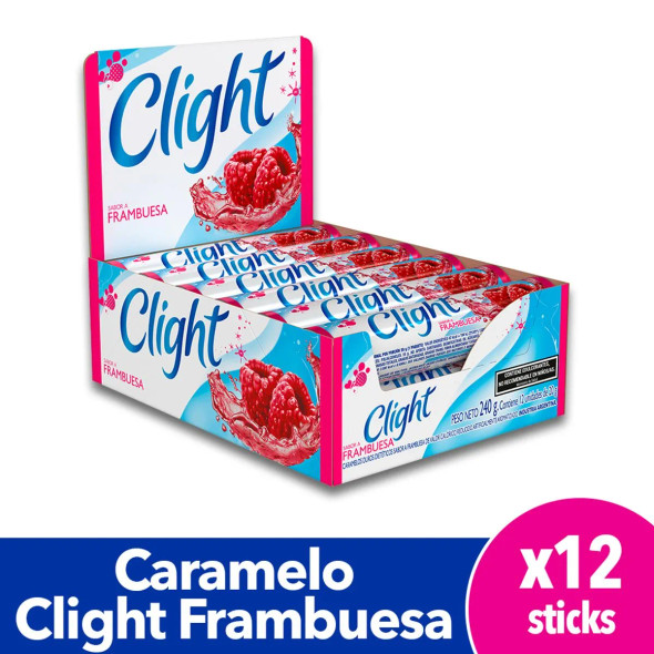 Clight Caramelos Duros Dietéticos Pastilla Sin Azúcar Sabor Frambuesa, 20 g (12 Unidades)