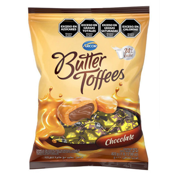Butter Toffees Caramelos Suaves y Mantecosos Rellenos con Bolsa de Fiesta de Chocolate, 822 g
