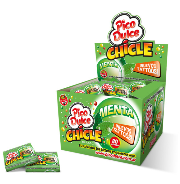 Pico Dulce Chicle Globo Sabor Menta, 320 g (80 Unidades)