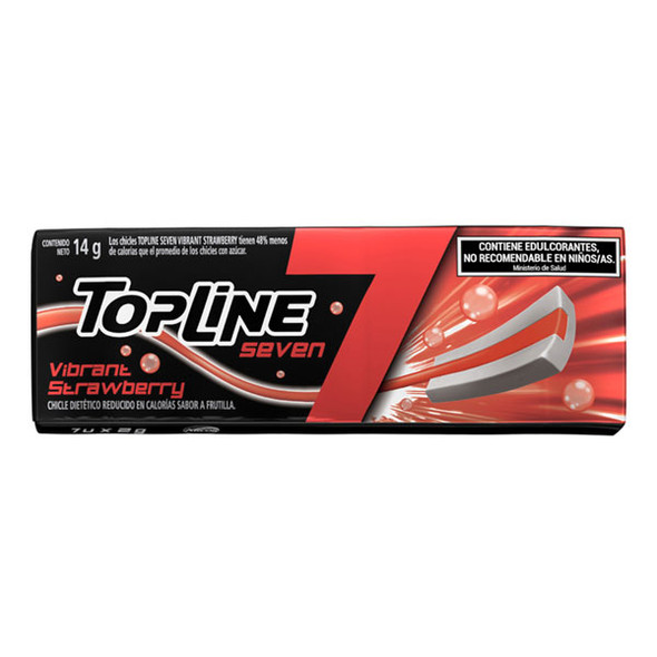 Topline Seven Chicle sin azúcar con sabor vibrante a fresa (16 Unidades)