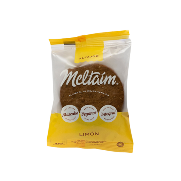 Meltaim Alfajores Veganos de Trigo Integral con Relleno de Crema de Chocolate de Limón, 45 g (12 Unidades)